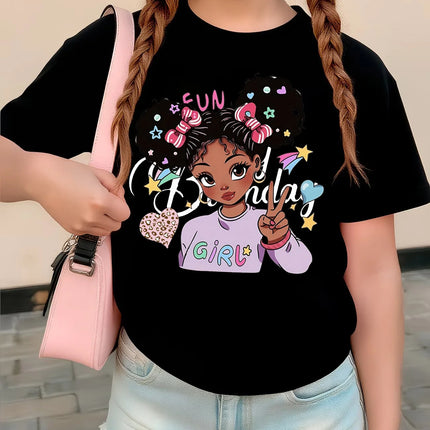 Y2K Retro Fashion Girls Design T-Shirts Summer Short Sleeve Kids Children's T-shirt Boys Girls Spring Casual Top Tee