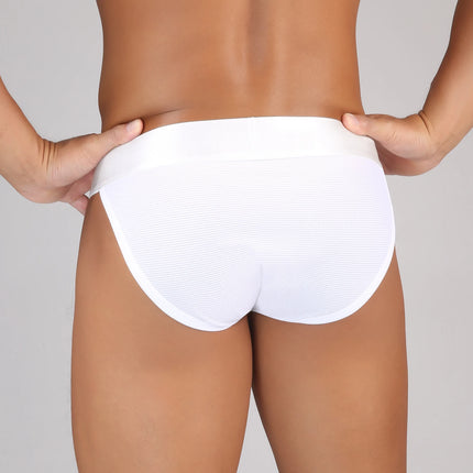 Hollow Penis Pouch Briefs Men Underwear Sexy Underpants Man Panties Mesh Lingerie High-cut Wide Waistband Metal Buckle Decor