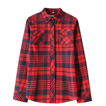 Slim Fit Plaid Long Sleeve Women's Shirt Qiang Yixuan Brand Autumn New Korean Version Cotton Button-Up Shirt