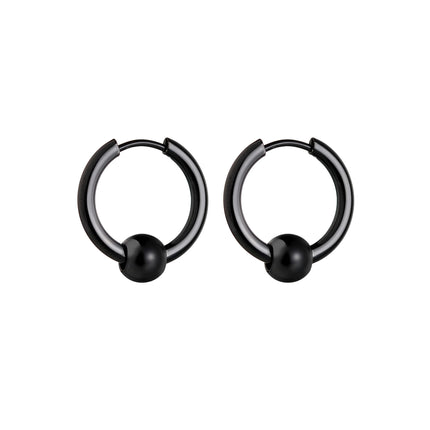 1 Pair Stainless Steel Hoop Earrings for Men Women Small Circle Metal Ball Anti-allergic Ear Buckle Rock Hip Hop Jewelry