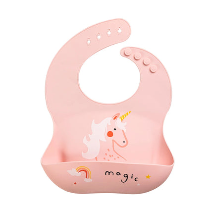 Waterproof Bibs For Kids Feeding Baby Eating Stuff Soft Silicone Babeast Cartoon Printed Adjustable Baby Tasting Feeding Bibs