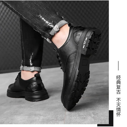 Men's Casual Leather Shoes Designer Trendy All-match Platform Shoes  Men's Business Breathable Leather Shoes shoe