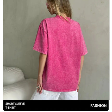 Premium Fresh Lemons Fruit Print Women Washed T-Shirts Y2K Comfortable Short Sleeve Loose All-Match T-Shirt Cotton Hip Hop Top