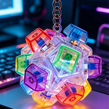 HOT Sales Fingertip Keyboard Keychain RGB Keyboard Fidget Toy with Lights for Stress Relief Decompression Calming Accessories