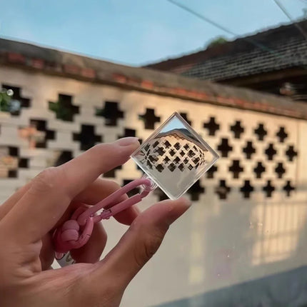 Harajuku Clear Pixel Filter Keychain Creative Blank Acrylic Small Frame Keyring Couple Anniversary Bag Pendant DIY Accessories