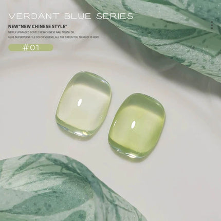 MN 12ML 1-12PCS Chinese Style Turquoise Gel Nail Polish 2026 New Ice Transparent Green Jelly Gel Polish Yellow Green Nails