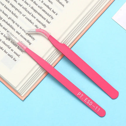 New 1Set Stainless Steel Straight Curved Tweezers For Nail Art Sticker Rhinestones Picking Tool Makeup Eyelash DIY Tweezer Tool