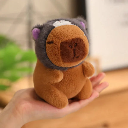 Cute Capybara Plush Toy with Hat Simulation Capybara Cosplay Crab Rabbit Cat Doll Small Size Stuffed Animals Bag Pendant Gift