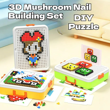 Mushroom Nail Peg Puzzle DIY Building Set, Montessori Fine Motor Educational Toy With Storage Box, Ideal Birthday Gift for Kids