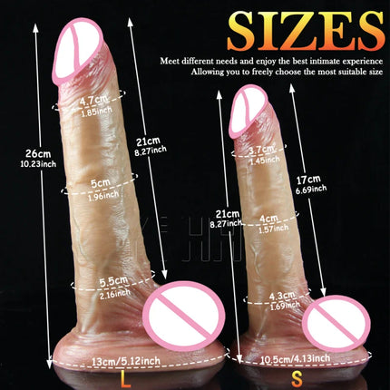 Skin-sliding foreskin dildo. Realistic dildos for women, anal-vaginal stimulation, long fake penis butt plug sex toys for women.
