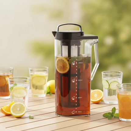 Refrigerator Pitcher with Infuser Slim Infusion Pitcher with Filter Carafe with Lid Clear Water Jug Graduated for Families
