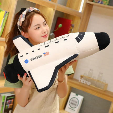 Plush Astronaut Spaceship Toy 1pc Stuffed Soft Doll Cartoon Pillow For Kids Creative Boys Birthday Gift Accompanying Decoration