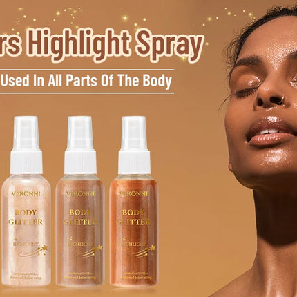 Liquid body highlighting shimmer oil makeup 4 Color Glitter Spray Oil Lotion glow cosmetics Glow Body Glitter Spray Oil Lotion