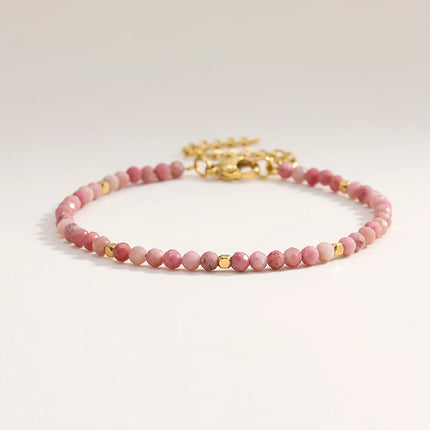 Muliti-color 3mm Faceted Nature Stone Beaded Bracelet For Women Shiny Stainless Steel Square Spacers Exquisite Party Gift