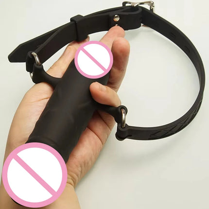 100% Silonce Mouth Gags,BDSM Penis Dildo Gags Double-Ended ,Bondage Restraints,Sex Toys for Couples,Adult Games