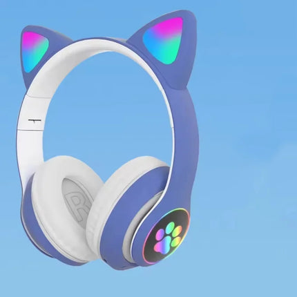 Cute Cat Wireless Headphones RGB Cute Cat Ears Headset With Microphone Noise Cancelling Kid Stereo Music Children's Gifts