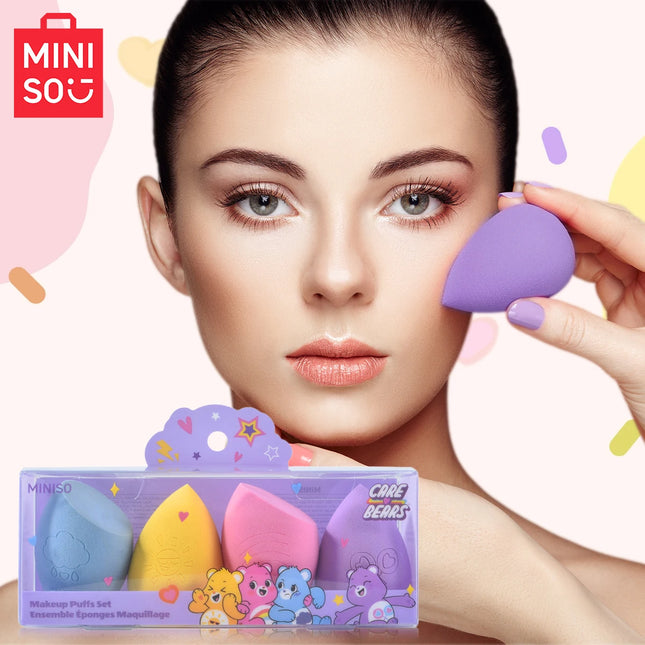 MINISO Love Bear Series Makeup Powder Puff Set, Wet and Dry Dual Use Makeup Egg, Durable and Easy to Apply