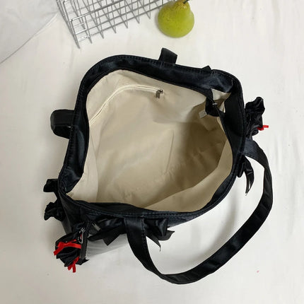 Japan Style Anime Messenger Bag Large Capacity Preppy Style Shoulder Bag with Bow Ribbon Women Handbag