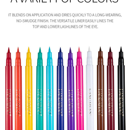 12-Piece Set Matte Colored Eyeliner Pens - Quick-Drying, Non-Smudging Liquid Eyeliner Pens