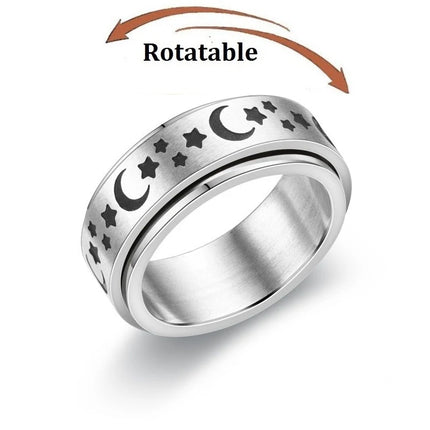 Anti Stress Anxiety Fidget Spinner Couple Rings Rotate Freely Jewelry for Men Women Stainless Steel Knuckle Ring Wedding Bague