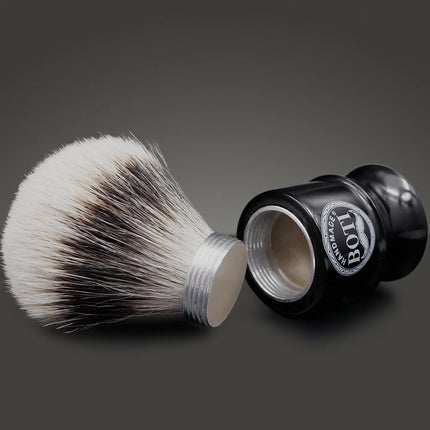 Boti Screw Type Brush Enlightener Badger and N3C Synthetic with Antique Black Porcelain Resin Handle for Easy Replaceable Knot