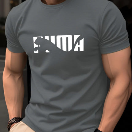 Men's Summer 100% Pure Cotton Casual Fashionable Loose Geometric Animal Letter Pattern Casual Round Neck Short Sleeved T-Shirt