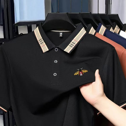 Men's New Embroidered Summer Short-Sleeved Polo Shirt with Trendy and Fashionable Design, Golf Top, Casual T-shirt