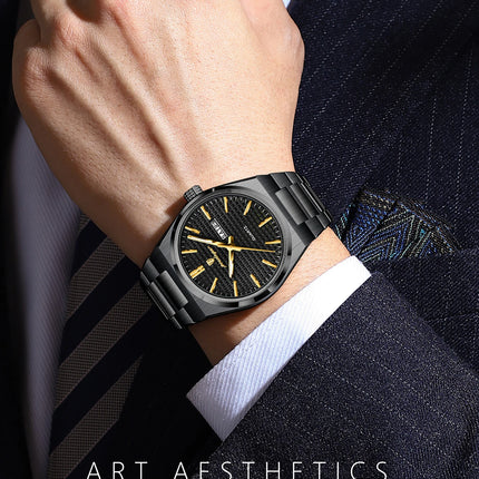 POEDAGAR Luxury Fashion Men's Wristwatch Waterproof Luminous Date Week Man Clock Stainless Steel Quartz Business Watches For Men