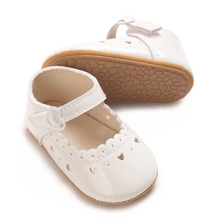 Solid Color Baby Girl Mary Jane Shoes With Soft Rubber Sole Anti Slip Spring And Autumn Princess Shoes Suitable For 0-18M Babies