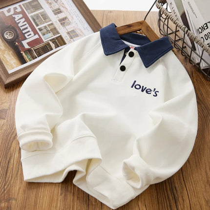 New Letter Printed Boys Polo Sweatshirt Autumn Sportswear Costume Kids Tops Children's Clothes Pullove Teen 6 8 10 12 14 Years