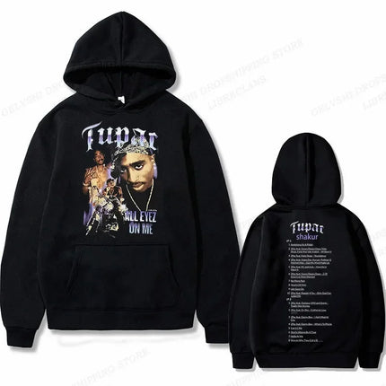 Tupac 2pac Graphic Hoodie Men Clothing Fashion Oversized Hip Hop Comfortable Autumn Winter Sweatshirt Male Casual Fleece Hoodies