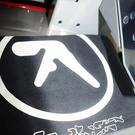 Men T-Shirt Aphex Twin Washed Black Print Cotton Graphic Oversized Korean Fashion Short Sleeve Tops Tees Y2k Streetwear Clothing