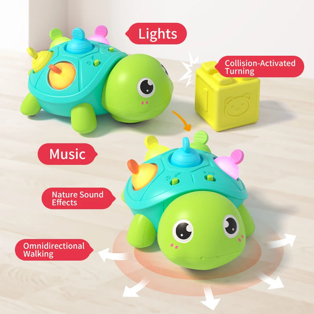 Baby Crawling Turtle Toy 0+, Infant Tummy Time Sensory Teething Musical Toys, Toddler Walking Learning Motor Skill, Christmas
