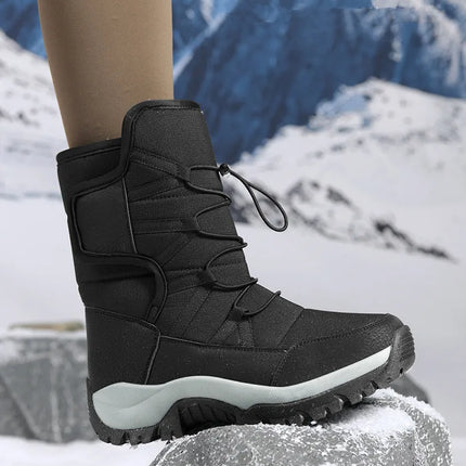 Brand Men's Winter Shoes Waterproof Men's Boots Warm Plush Couple Snow Boots Outdoor Non-slip Hiking Boots Men Work Ankle Boots