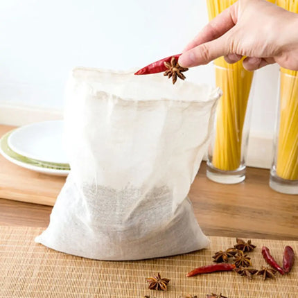 Cotton Cloth Bag Reusable Locking Spice Strainer Mesh Filter Chinese Medicine Herbal Ball Cooking Tools Colander Soup Tea Bag
