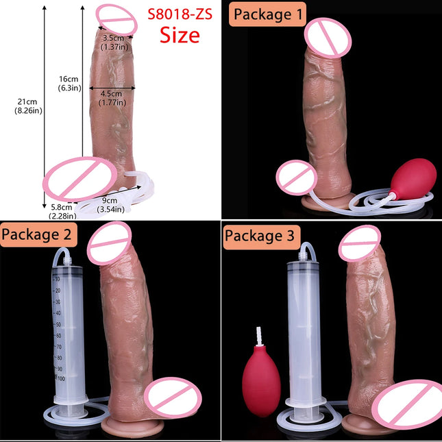 SXXY Skin-Like Realistic Squirting Dildo Silicone Water Spray Anal Plug G-spot Stimulation Adult Pleasure Toys for Men Women