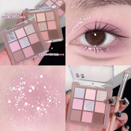 DIKALU New Shell Nine Color Eyeshadow Plate Powder Purple Low Saturation Earth Blush High Light Lying Silkworm Brightening Compr