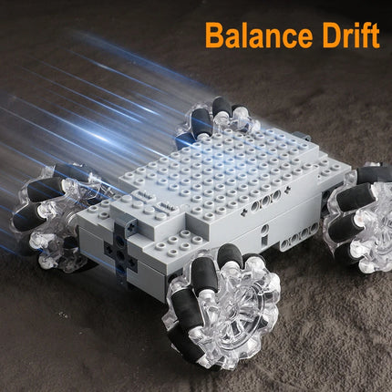Technical MOC EV3 Mecanum Wheels 4WD electric building block RC Vehicle Universal Omnidirectional Tires Educational Toys Gifts