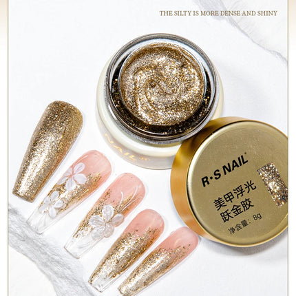 RSNAIL No Wipe Platinum Gel Nail Polish 8g Sparkle Painting Metallic Golden Silvery Liner Gel French Drawing Liner DIY Nail Art