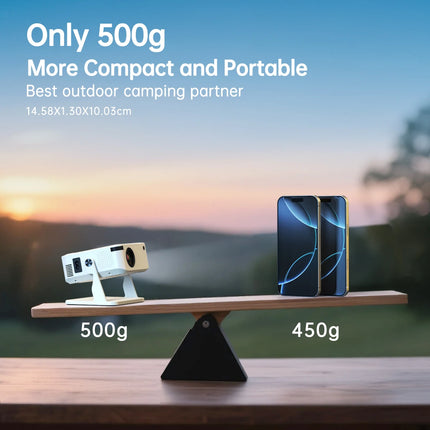Mini Projector 1080P HD 280 ANSI, Portable Movie Projector 1GB 8GB Android 10 Cinema Projector with Wifi6 BT5.2,For Outdoor Home