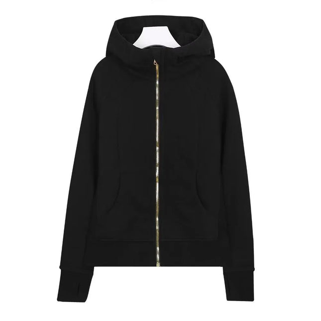 Lulu Original Label Scuba Autumn Winter Slim Fit Fleece Lined Open Cardigan Full Zip Hoodie Casual Long Sleeve Sweatshirt