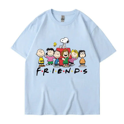 Snoopy Friends Cartoon Anime Women T-shirt Summer Short Sleeve 100% Cotton Men Tee Shirts Tops 2025 New Fashion Couple Clothing
