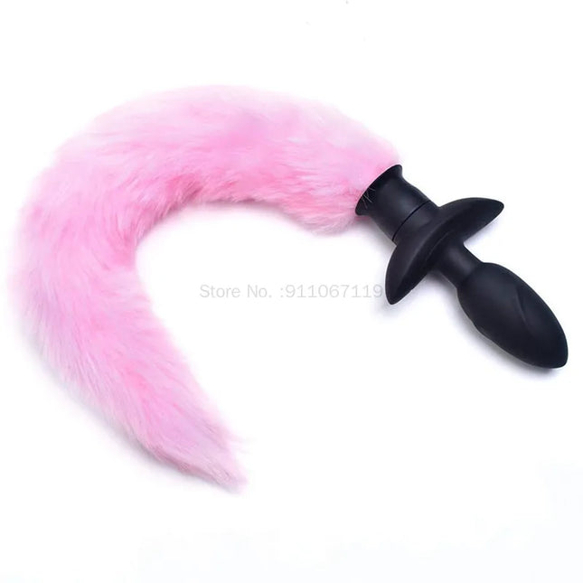 Real Fox Tail Anal Plug Vibrator Cosplay Remote Control Swing Butt Plug Female Masturbator Clitoris Stimulator Sex Toy for Woman
