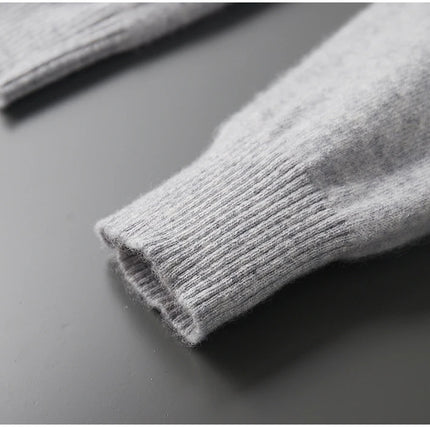 Men's POLO Collar Knitted Pullover Sweater 100% Cashmere Long Sleeved Shirt Casual Business Solid Color Men's Tops Autumn Winter