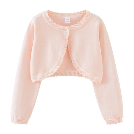 1 to 13 Years Kids Girl Solid Cardigan Round Neck Sweater Cardigans Knitted Toddler Girl Cotton Wedding Party Clothing
