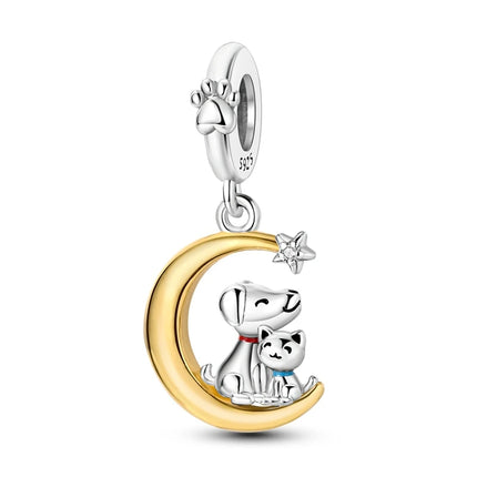 Charms 925 Sterling Silver Cute Cat Collection Charms Beads Paw Print Pendant Beads Fit Original DIY Bracelet Gift Women Jewelry