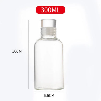 Glass Water Bottle with Leak-Proof Lid, Reusable Eco-Friendly Drinking Bottle Travel Mug for Drinks and Sauces