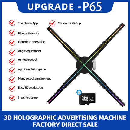 50cm Wifi Holographic Fan 3D Advertising Machine 576 LED Sign Neon Smart HD Player Support Video Picture Logo Holographic Light