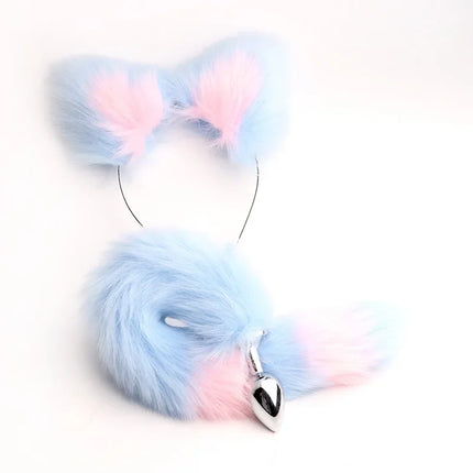 40cm Fox Tail Anal Plug Sexy Plush Cat Ears Headbands Set Butt Plug Tail Erotic Cosplay Sex Toys for Women Anal Masturbating