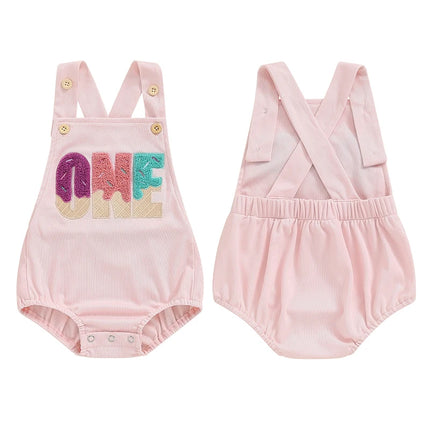 Newborn Baby Overalls Romper 1st Birthday Party Clothes Summer Adorable Sleeveless Square Neck Straps Tank Romper for Girl Boy